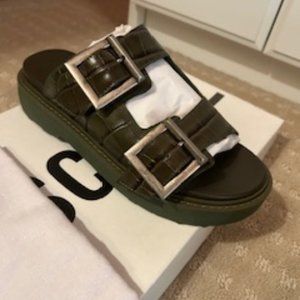 Schutz Green Croc Sandal